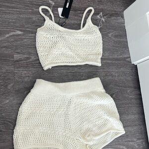 Crochet short white set fashion nova